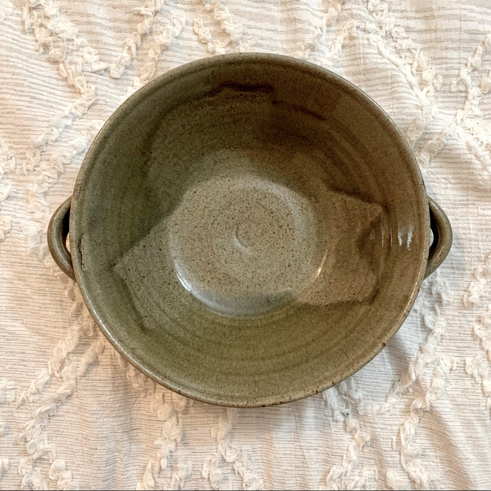 Handmade green pottery bowl